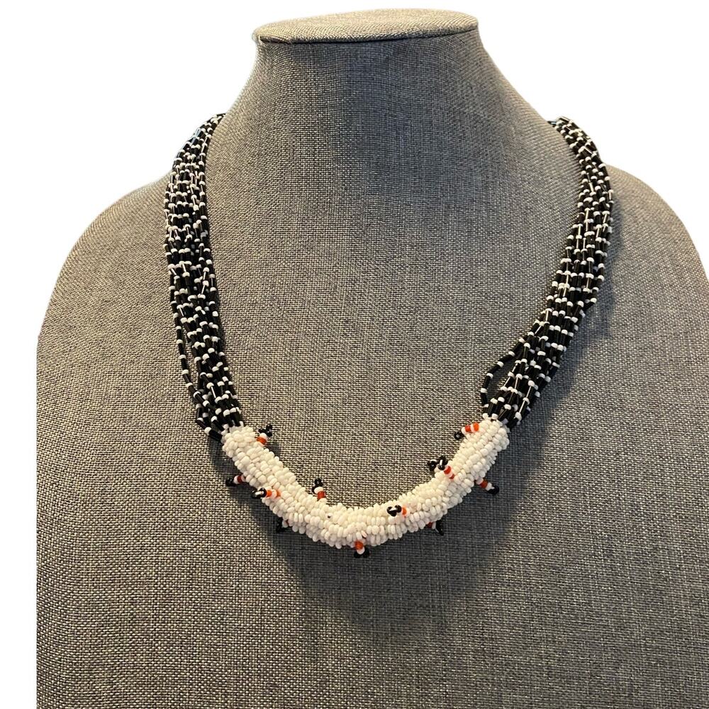 black and white beaded necklace